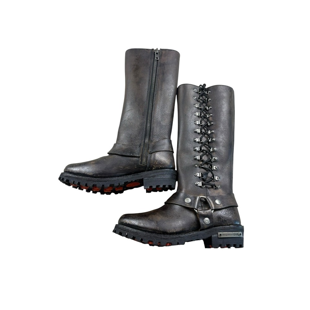 Milwaukee Leather MBL9368 Women's Harness Riding Boots Brown Leather Size 6.5